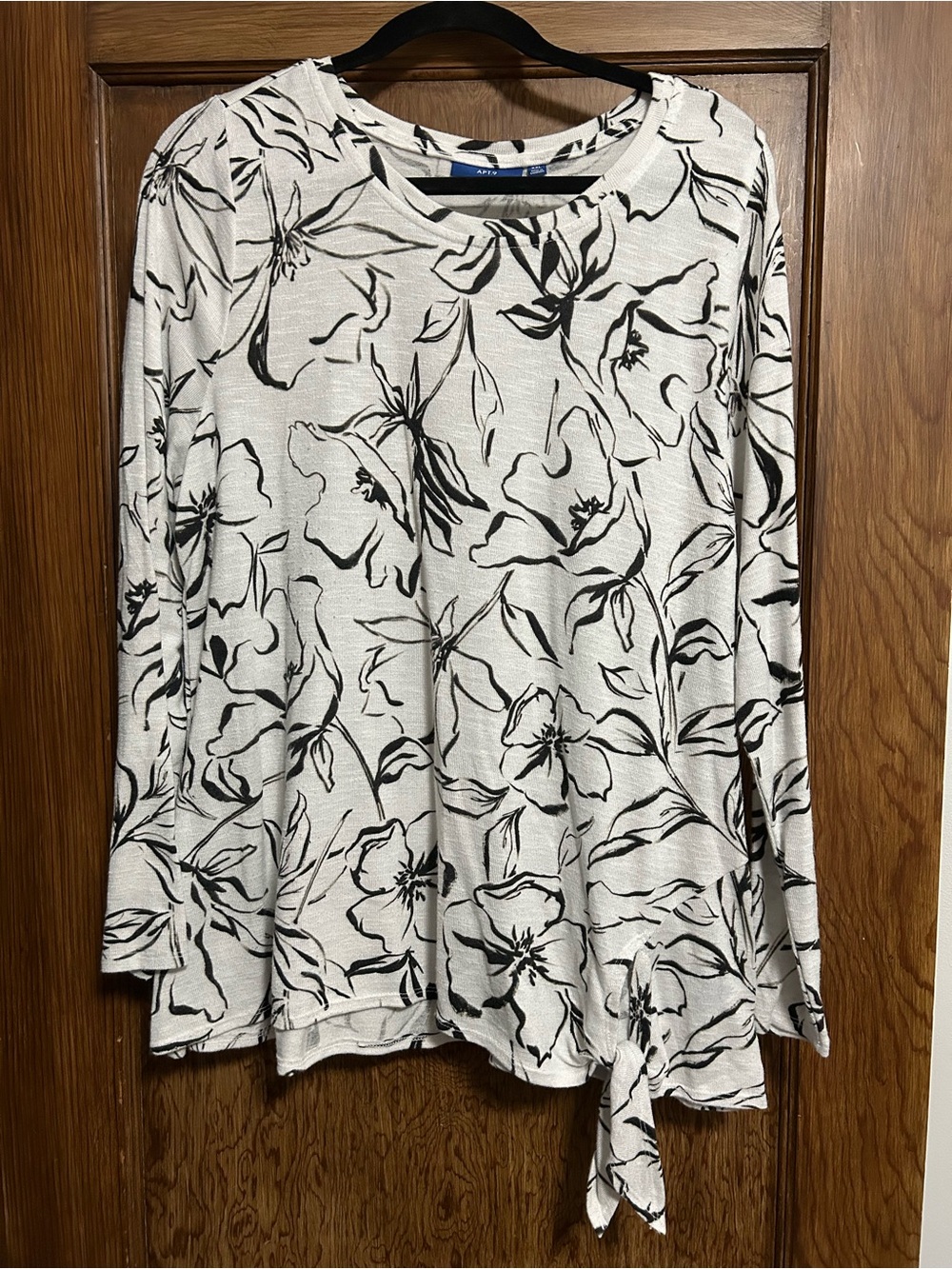 Apt. 9 White Floral Front Tie Sweater